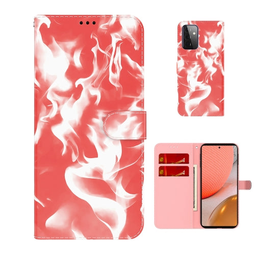 For Samsung Galaxy A52 5G / 4G Cloud Fog Pattern Horizontal Flip Leather Case with Holder & Card Slot & Wallet(Red)