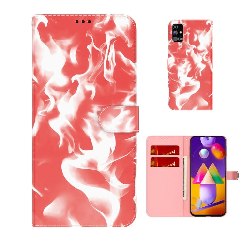 For Samsung Galaxy M31s Cloud Fog Pattern Horizontal Flip Leather Case with Holder & Card Slot & Wallet(Red)