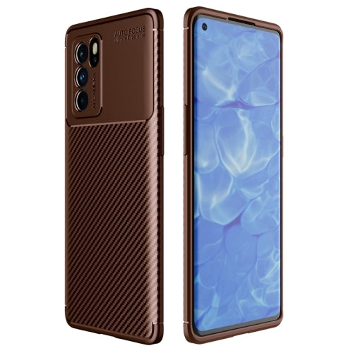 For OPPO Reno6 Pro 5G Carbon Fiber Texture Shockproof TPU Case(Brown)