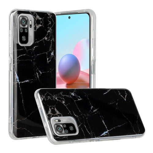 For Xiaomi Redmi Note 10 Marble Pattern Soft TPU Protective Case(Black)