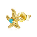 S925 Sterling Silver Real Gold-plated Starfish Ear Studs Women Earrings