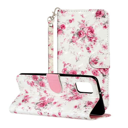 For Samsung Galaxy A32 4G 3D Pattern Horizontal Flip PU Leather Case with Holder & Card Slots & Wallet(Rose Flower)
