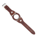 Leather Replacement Strap Watchband For Apple Watch Series 7 45mm / 6 & SE & 5 & 4 44mm / 3 & 2 & 1 42mm(Dark Brown)