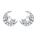 S925 Sterling Silver Star Moon Galaxy Ear Studs Women Earrings
