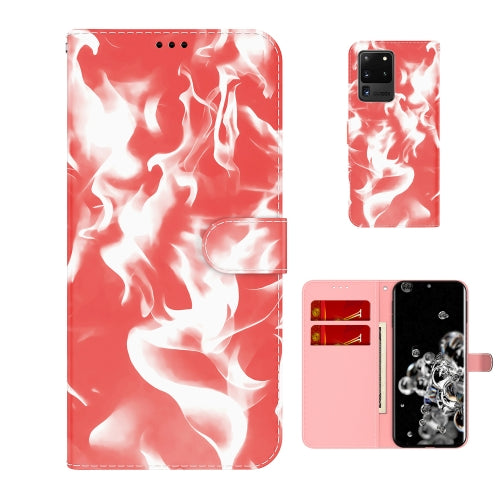 For Samsung Galaxy S20 Ultra Cloud Fog Pattern Horizontal Flip Leather Case with Holder & Card Slot & Wallet(Red)