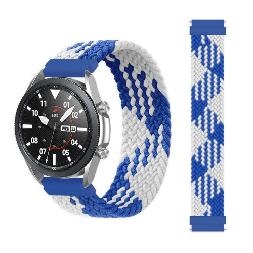 For Garmin Vivoactive 3 Adjustable Nylon Braided Elasticity Replacement Strap Watchband, Size:145mm(Blue White)