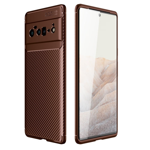 For Google Pixel 6 Pro Carbon Fiber Texture Shockproof TPU Case(Brown)