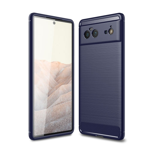 For Google Pixel 6 Brushed Texture Carbon Fiber TPU Case(Navy Blue)