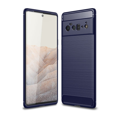For Google Pixel 6 Pro Brushed Texture Carbon Fiber TPU Case(Navy Blue)