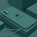 Straight Edge Maple Leaf Pattern TPU Protective Case with Hand Strap For iPhone 12 mini(Dark Green)