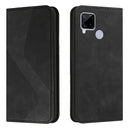 For OPPO Realme C15 Skin Feel Magnetic S-type Solid Color Horizontal Flip Leather Case with Holder & Card Slot & Wallet(Black)
