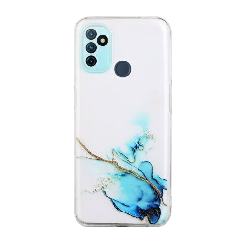 For OnePlus Nord N100 Hollow Marble Pattern TPU Precise Hole Protective Case(Blue)