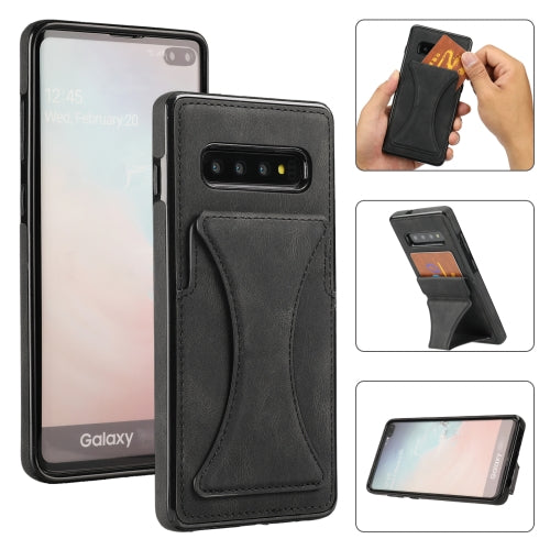For Samsung Galaxy S10e Ultra-thin Shockproof Protective Case with Holder & Metal Magnetic Function(Black)