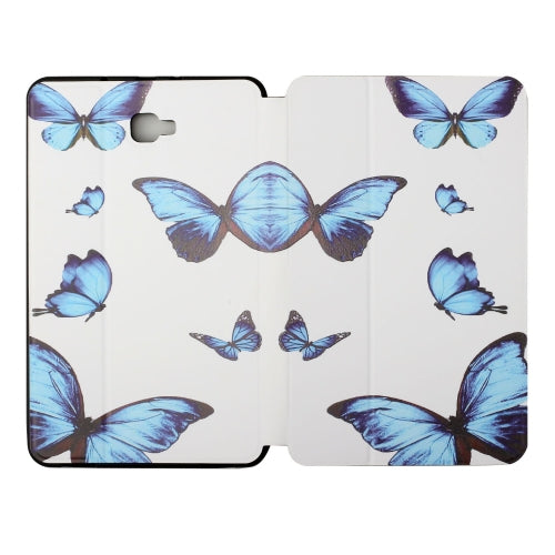 For Samsung Galaxy Tab A 10.1 T580N/T585C Dual-folding Coloured Drawing Voltage Horizontal Flip PU Leather Case with Holder(Butterfly)