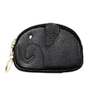 Ladies Head Layer Cowhide Elephant Zipper Coin Purse(Black)