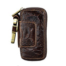 Oil Leather Hanging Waist Car Key Retro Zipper Bag(Coffee)