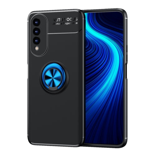 For Honor X20 SE Metal Ring Holder 360 Degree Rotating TPU Case(Black+Blue)