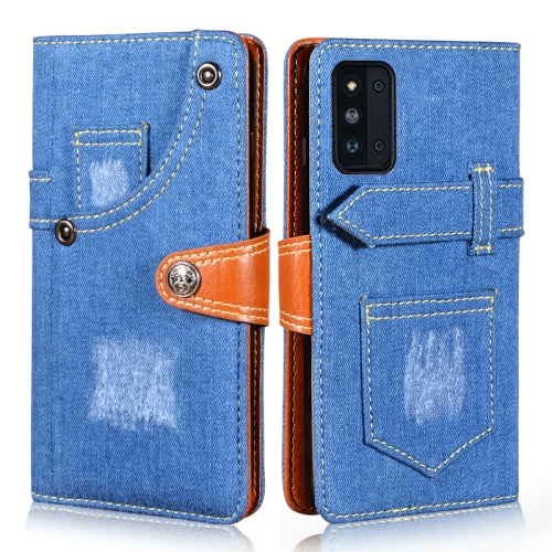 For Samsung Galaxy F52 5G / SM-E5260 Denim Horizontal Flip Leather Case with Holder & Card Slot & Wallet(Dark Blue)