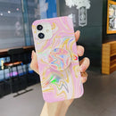 Laser Glitter Watercolor Pattern Shockproof Protective Case with Airbag Holder For iPhone 12 Pro Max(FD5)