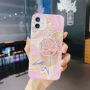 Laser Glitter Watercolor Pattern Shockproof Protective Case with Folding Holder For iPhone 11 Pro Max(FD5)