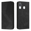 For Samsung Galaxy A20 / A30 Skin Feel Magnetic S-type Solid Color Horizontal Flip Leather Case with Holder & Card Slot & Wallet(Black)