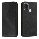 For Samsung Galaxy A21s Skin Feel Magnetic S-type Solid Color Horizontal Flip Leather Case with Holder & Card Slot & Wallet(Black)