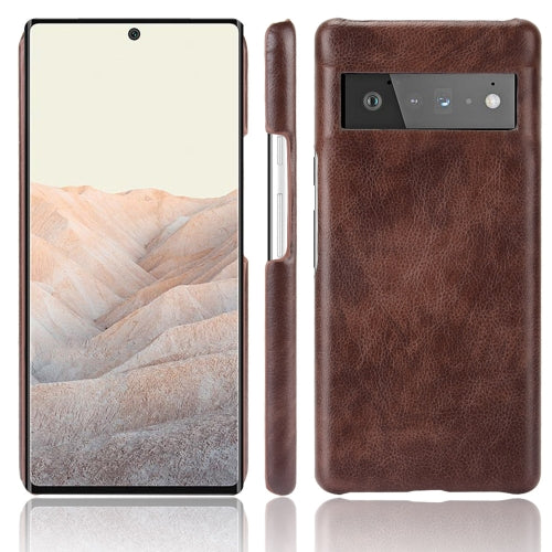 For Google Pixel 6 Pro Shockproof Litchi Texture PC + PU Case(Brown)
