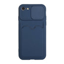 Sliding Camera Cover Design TPU Protective Case with Card Slot For iPhone 6s Plus / 6 Plus(Dark Blue)