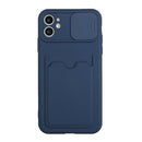 Sliding Camera Cover Design TPU Protective Case with Card Slot For iPhone 12(Dark Blue)