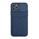 Sliding Camera Cover Design TPU Protective Case with Card Slot For iPhone 11 Pro Max(Dark Blue)