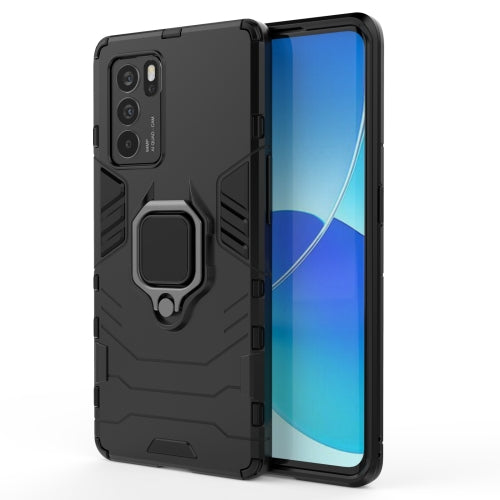 For OPPO Reno6 Pro 5G Shockproof PC + TPU Protective Case with Magnetic Ring Holder(Black)