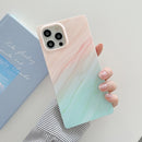 Marble Pattern Soft TPU Straight-Edge Protective Case For iPhone 12 / 12 Pro(Orange Green)
