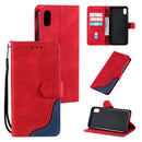 Three-color Stitching Calf Texture Horizontal Flip Leather Case with Holder & Card Slots & Wallet For iPhone X / XS(Red)