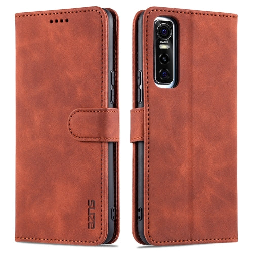 For vivo Y73s / S7e AZNS Skin Feel Calf Texture Horizontal Flip Leather Case with Card Slots & Holder & Wallet(Brown)