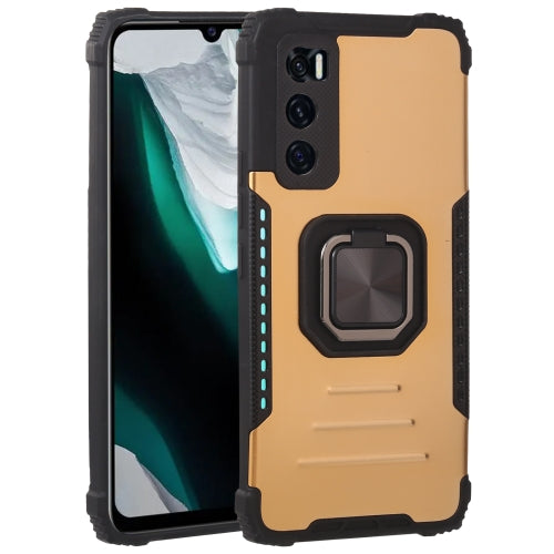 For vivo V20 SE Fierce Warrior Series Armor All-inclusive Shockproof Aluminum Alloy + TPU Protective Case with Ring Holder(Gold)