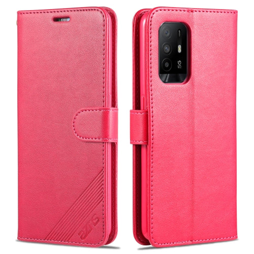For OPPO A94 5G / Reno5Z 5G / F19 Pro+ 5G AZNS Sheepskin Texture Horizontal Flip Leather Case with Holder & Card Slots & Wallet(Red)