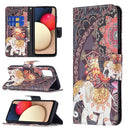 For Samsung Galaxy A03s Colored Drawing Pattern Horizontal Flip Leather Case with Holder & Card Slots & Wallet(Flowers Elephant)