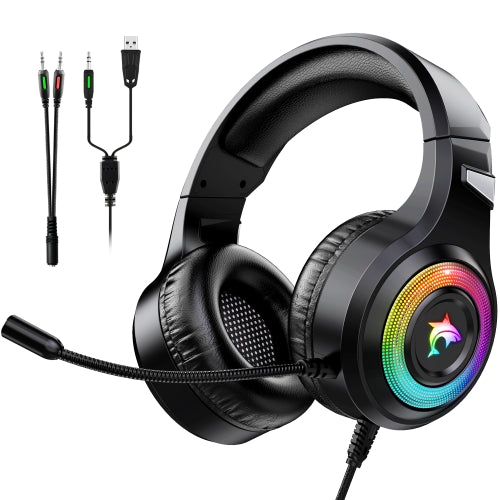 J-ANKKA F2 3.5mm Single Plug Colorful RGB Lighting Gaming Headset with Microphone