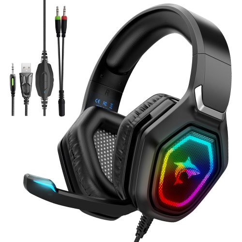 J-ANKKA F3 3.5mm Single Plug Colorful RGB Lighting Gaming Headset with Microphone