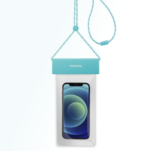 MOMAX SR25 IPX8 Outdoor Transparent PC+TPU Waterproof Bag with Lanyard For Mobile Phones Below 7 inche(Blue)