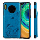 For Huawei Mate 30 Cat Bee Embossing Pattern Shockproof Protective Case with Card Slots & Photo Frame(Blue)