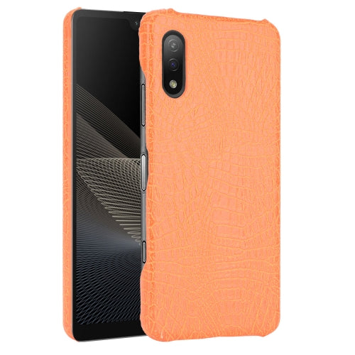 For Sony Xperia Ace II Shockproof Crocodile Texture PC + PU Case(Orange)