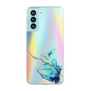 For Samsung Galaxy S21+ 5G Laser Marble Pattern Clear TPU Shockproof Protective Case(Blue)