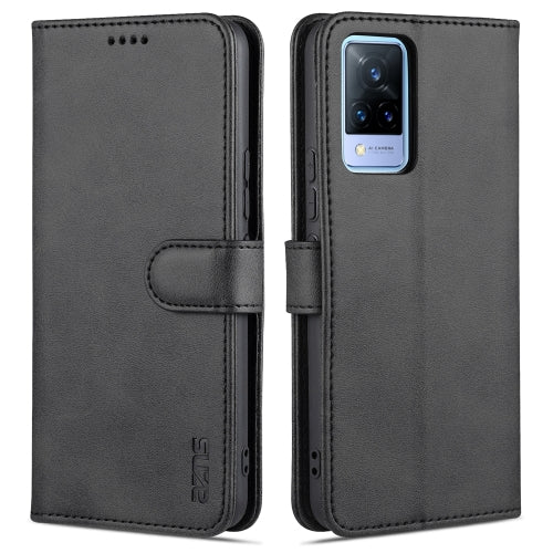 For vivo V21 AZNS Skin Feel Calf Texture Horizontal Flip Leather Case with Card Slots & Holder & Wallet(Black)