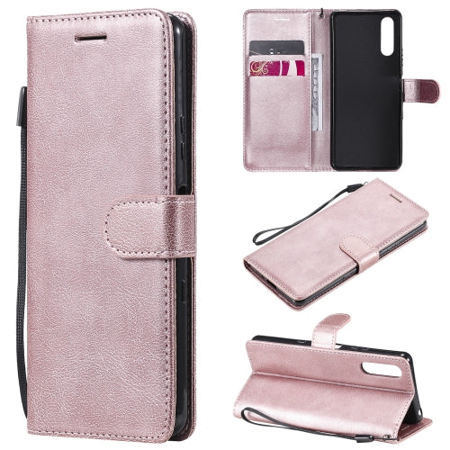 For Sony Xperia 10 III Solid Color Horizontal Flip Protective Leather Case with Holder & Card Slots & Wallet & Photo Frame & Lanyard(Rose Gold)