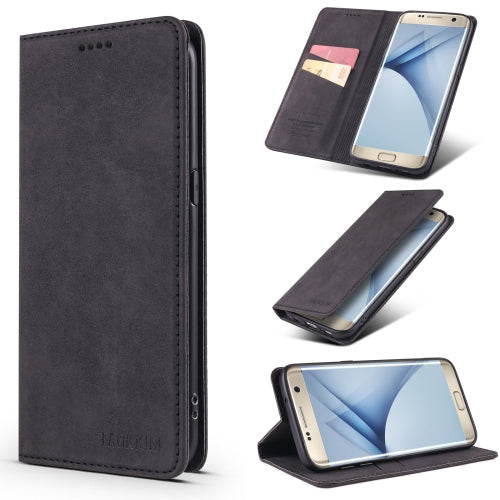 For Samsung Galaxy S7 TAOKKIM Retro Matte PU Horizontal Flip Leather Case with Holder & Card Slots(Black)