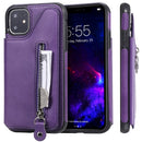 For iPhone 11 Solid Color Double Buckle Zipper Shockproof Protective Case(Purple)