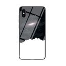 Starry Sky Painted Tempered Glass TPU Shockproof Protective Case For iPhone XS / X(Universe Starry Sky)