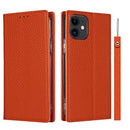 Litchi Texture Horizontal Flip Top Layer Cowhide Leather Case with Holder & Card Slots & Wallet & Strap & Wire Winder For iPhone 12 mini(Orange)