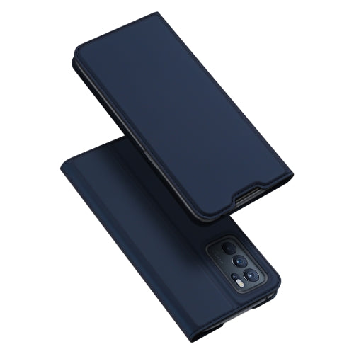 For OPPO Reno6 Pro 5G DUX DUCIS Skin Pro Series Horizontal Flip PU + TPU Leather Case, with Holder & Card Slots(Blue)